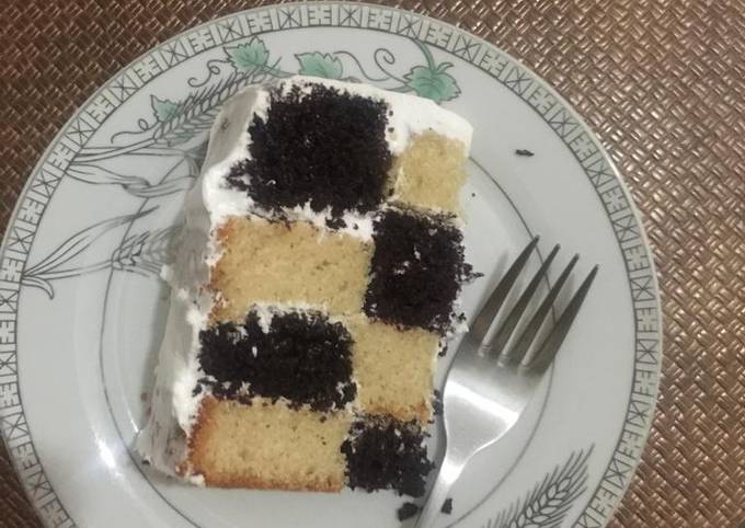 Recipe of Ultimate Vanilla chocolate mint checker board cake