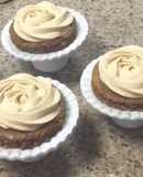Espresso walnut cakes with salted caramel cream and chocolate crumble