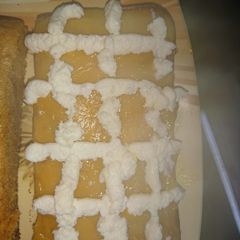 A picture of Mango cake with mango jam.