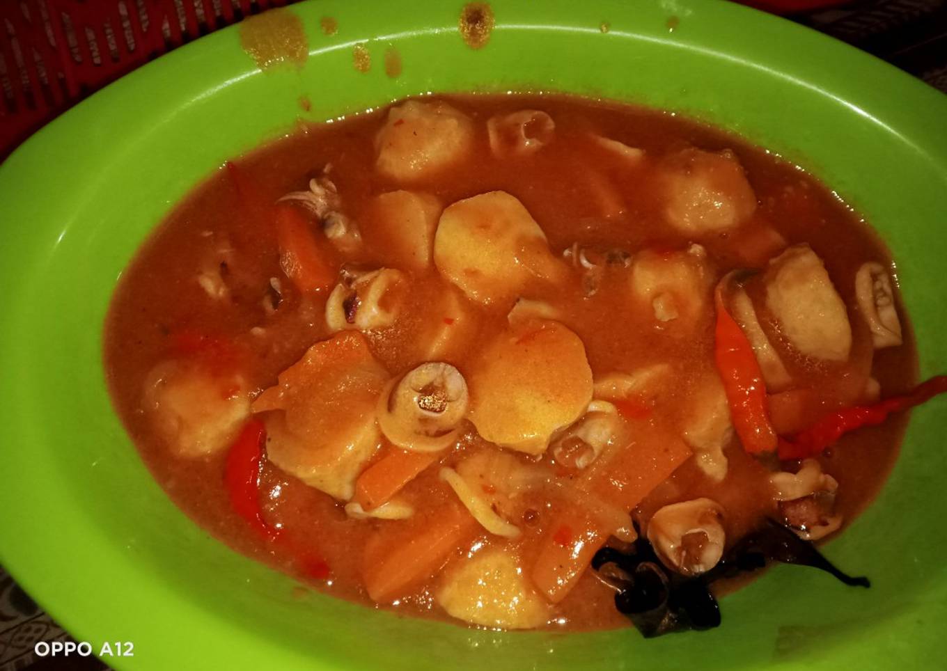 Kolaborasi Cumi dan bakso ayam saus tomat No MSG