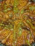 Fideuá de patas de pollo y tirabeques