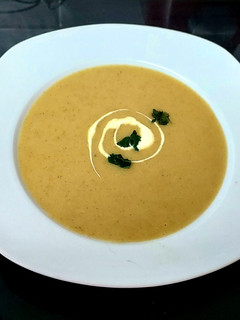 A picture of My Thick Curried Potato & Onion Soup with Cheese.