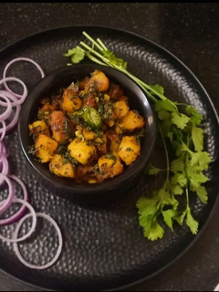 A picture of Green Amaranth aloo sabji.