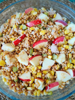 Una foto de Ensalada de lentejas con atún y manzana