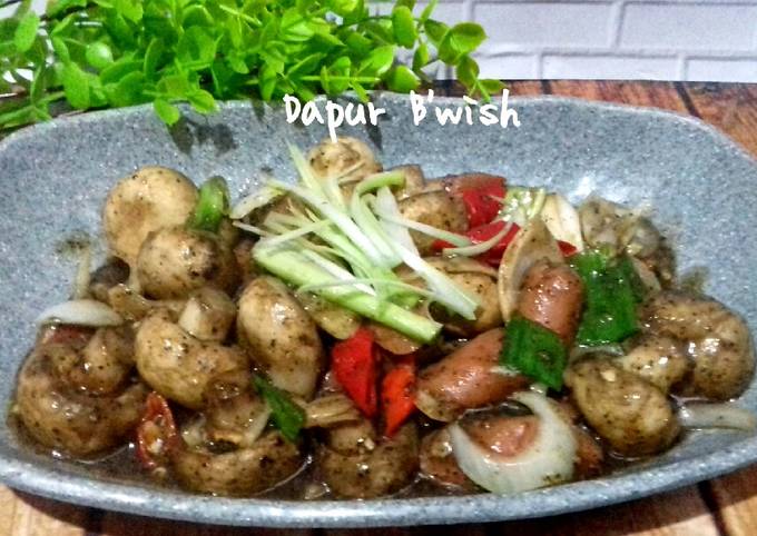 Cara Membuat Resep Jamur Kancing Masak Lada Hitam