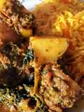 Saag aloo, with spring greens