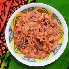 Red Amaranth Leaves and Coconut Curry Udupi Style A picture of Red Amaranth Leaves and Coconut Curry Udupi Style.