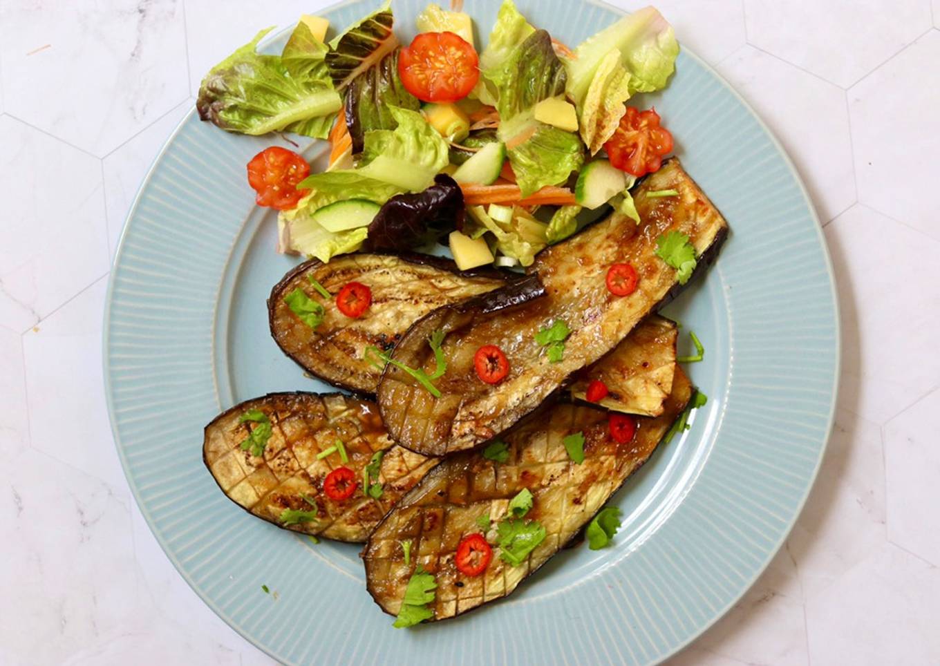 Grilled Aubergine With Asian Style BBQ Sauce Glaze