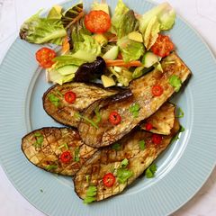 A picture of Grilled Aubergine With Asian Style BBQ Sauce Glaze.