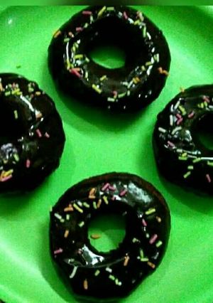 A picture of # chocolate donuts.
