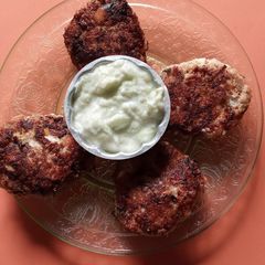 A picture of Chicken, Carrot, Feta and Mint Fritters.