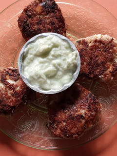 A picture of Chicken, Carrot, Feta and Mint Fritters.
