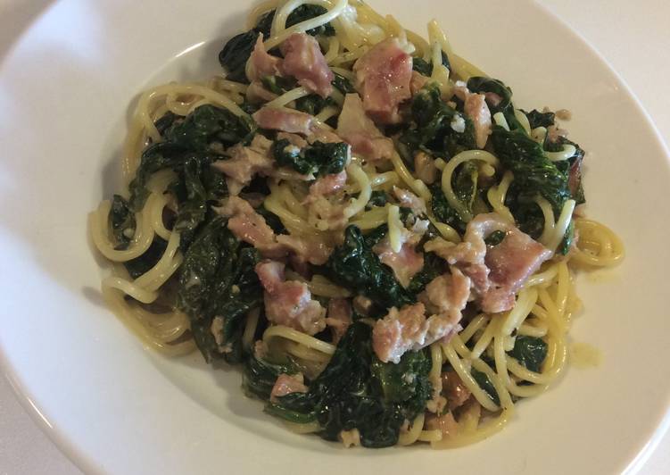 Comment Cuisiner Spaghetti aux épinards frais et andouille