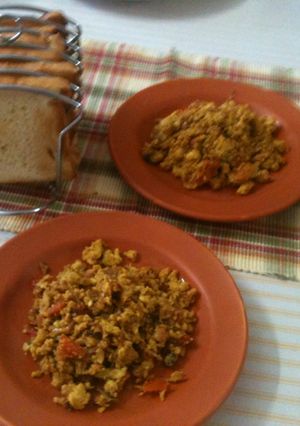 A picture of Scrambled eggs Indian style or Anda Burji.