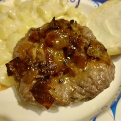 A picture of Apricot Bacon Jam on Ground Pork Sandwiches.