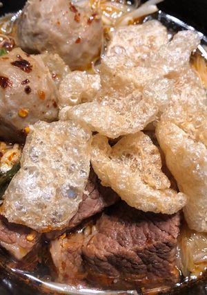 รูปของ เส้นหมี่น้ำเนื้อตุ๋นลูกชิ้นเอ็น (Instant Pot)