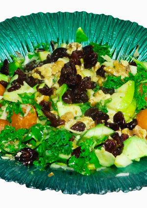 A picture of Summer Salad – Wild rice with veggies, nuts, and cranberries.