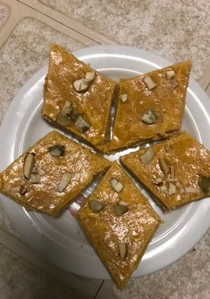 A picture of Besan Barfi with Milk powder.