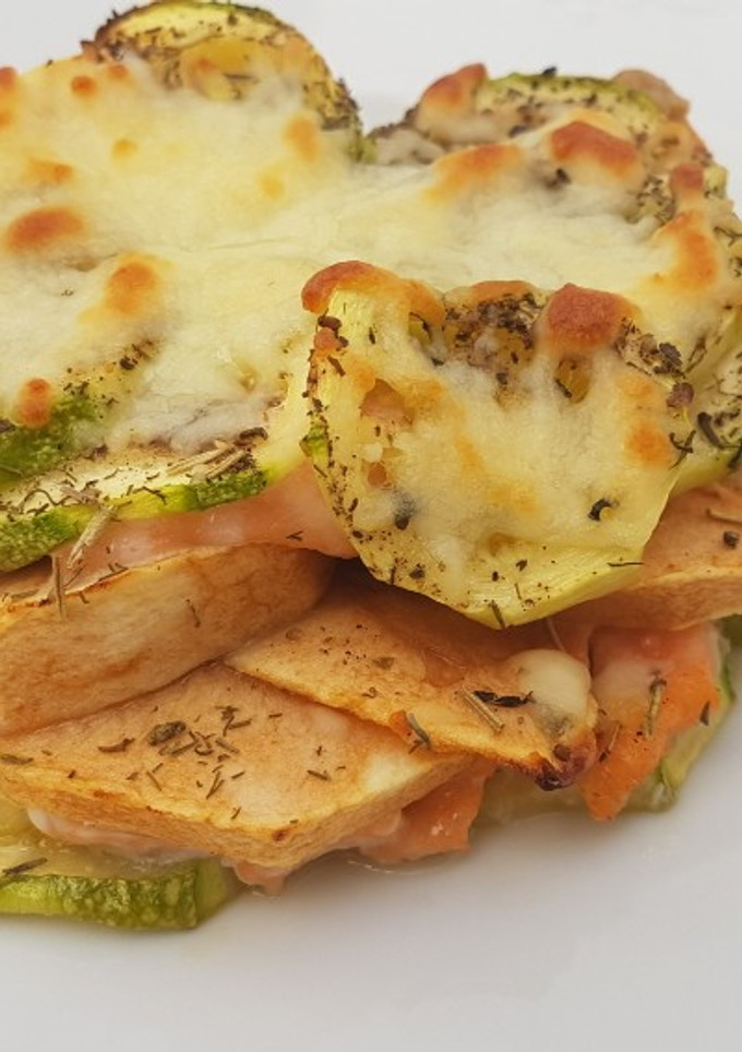 Una foto de Pastel de Salmón con manzana