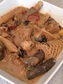 A picture of Nsala soup with assorted.