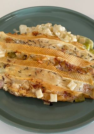 A picture of Crozets Gratin with Leeks and Reblochon.