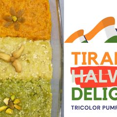 A picture of Tiranga Halwa Delight - Pumpkin, Ash Gourd & Bottle Gourd Dessert.