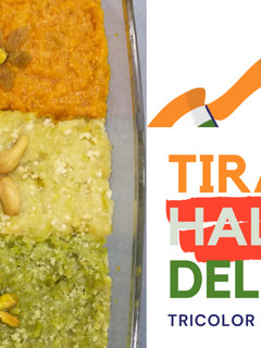 A picture of Tiranga Halwa Delight - Pumpkin, Ash Gourd & Bottle Gourd Dessert.