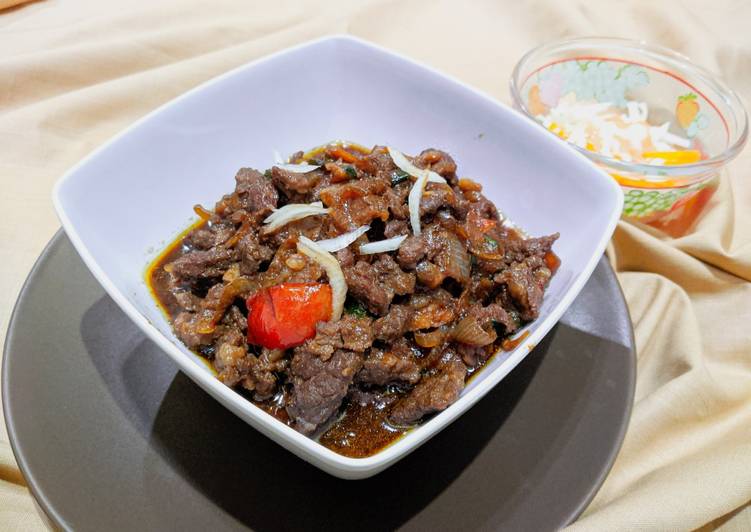 Bagaimana Menyiapkan Beef Teriyaki Hokben plus acar homemade tanpa cuka, Lezat Sekali
