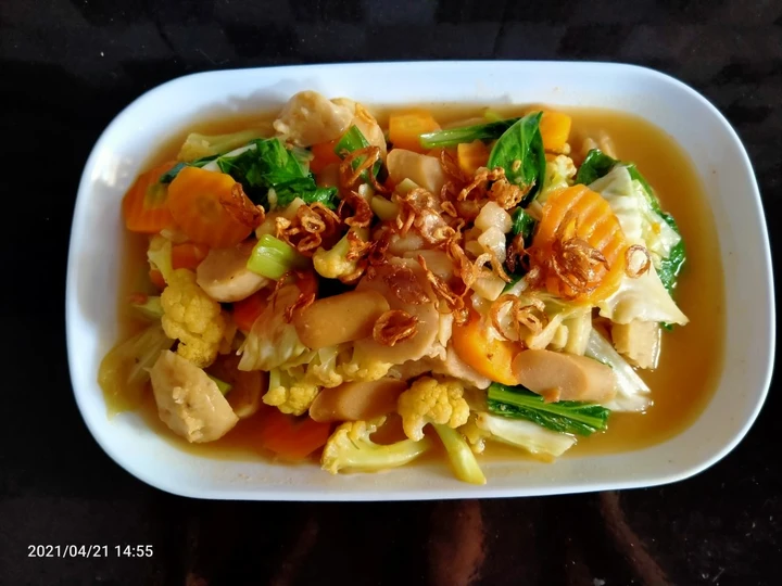 Cara Mudah Membikin Resep Capcay sayur bakso sosis yang Lezat Anti Ribet, Mantap Sekali