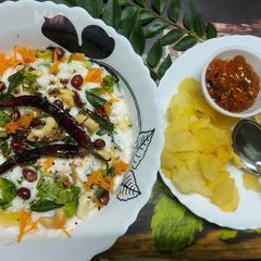 A picture of Curd Rice or Thayir Sadam.