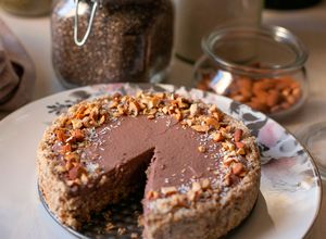 Vegán sajttorta (gluténmentes, laktózmentes, tejmentes, cukormentes, vegetáriánus, IR barát) recept fotója