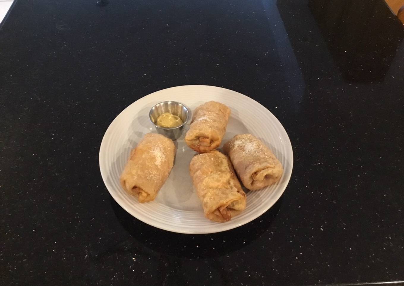 Ham and cheese spicy eggrolls