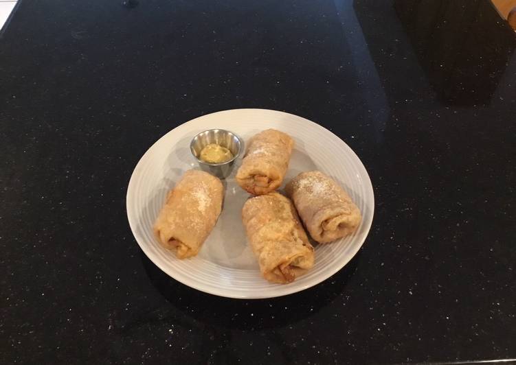 Simple Way to Prepare Ultimate Ham and cheese spicy eggrolls