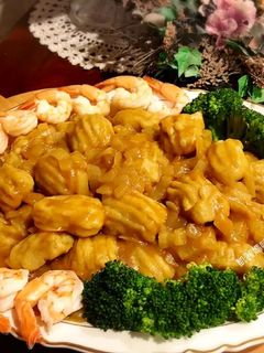 A picture of Potato Gnocchi with Curry Sauce.