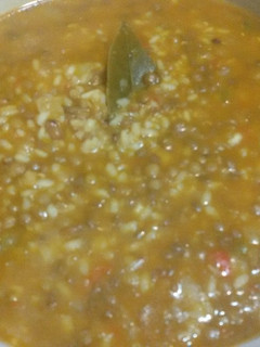 Una foto de Lentejas con arroz con thermomix