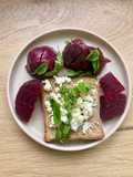 Whole Grain Toast with Goat Cheese, Beetroot & Fresh Mint