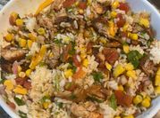 A picture of chicken tomato burrito