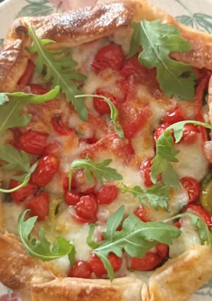 A picture of Vegetable and mozzarella pie.