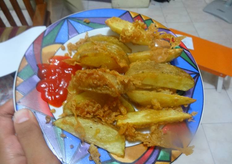 Resep: #8 Fried Potato Wedges #seninsemangat yang Gurih
