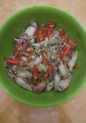 Foto resep Cumi asin tumis pedas