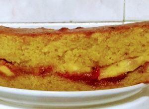 Una foto de Torta de Plátano con queso y bocadillo