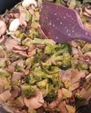 Brócoli con jengibre y champiñones Portobello