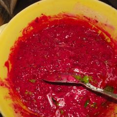 A picture of Beetroot Raita.