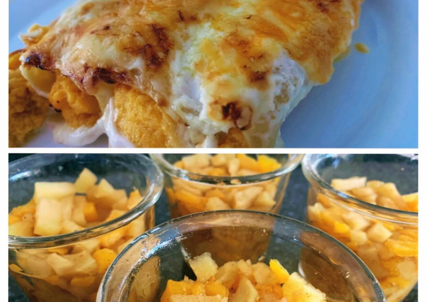 Canelones de pavo y zanahoria en vaporera eléctrica + postre de manzana y melocotón