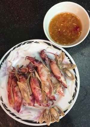 Hình của món Mực cơm hấp.
