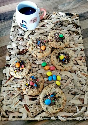 Une photo de Cookies beurre de cacahuètes et Mms