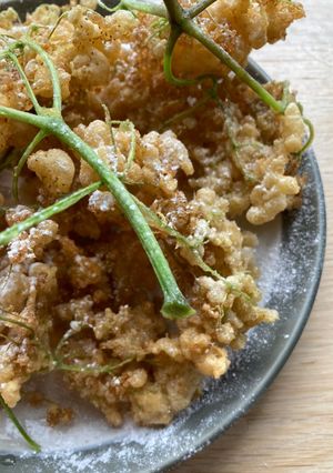 A picture of GF Elderflower fritters.