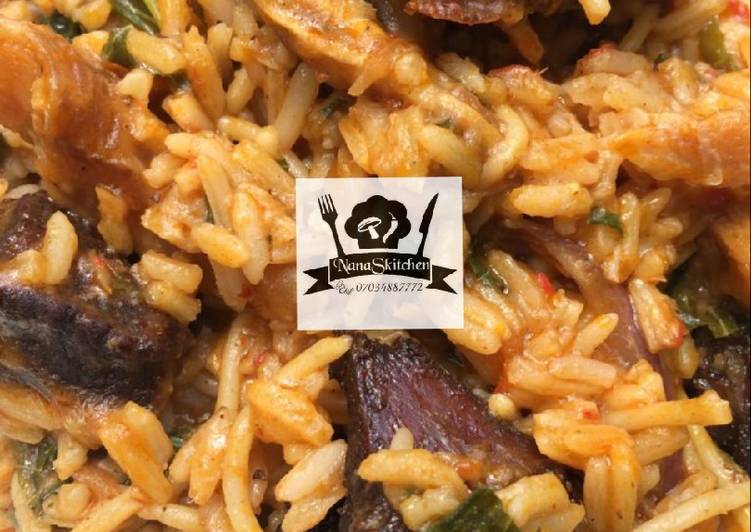 Native jollof rice and spaghetti π
