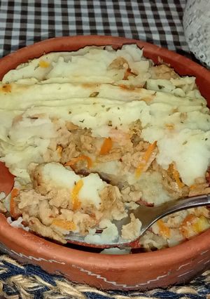 Una foto de Pastel de papas con texturizado de soja 🧙🏻