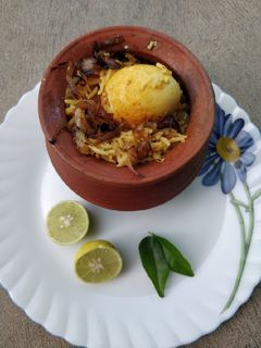 A picture of Hyderabadi Egg Dum Biryani.